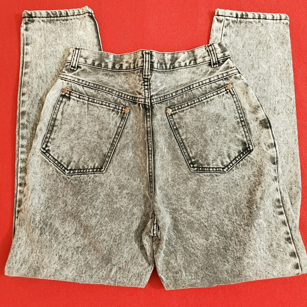 GREAT PLAINS CLOTHING CO. black stone wash faded high rise Mom jeans sz.11 80s - Picture 2 of 8